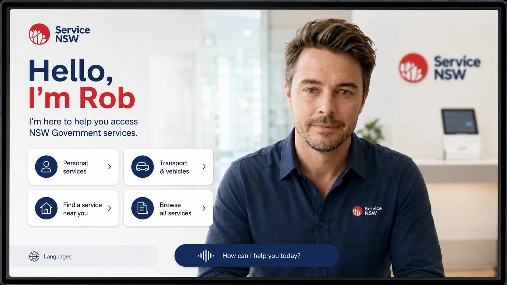 AI avatar concierge in a website chat interface with routing options subtly visible